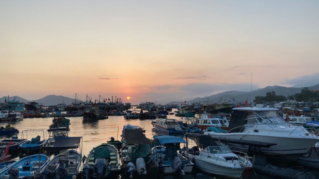香港の観光名所、長洲の夕日