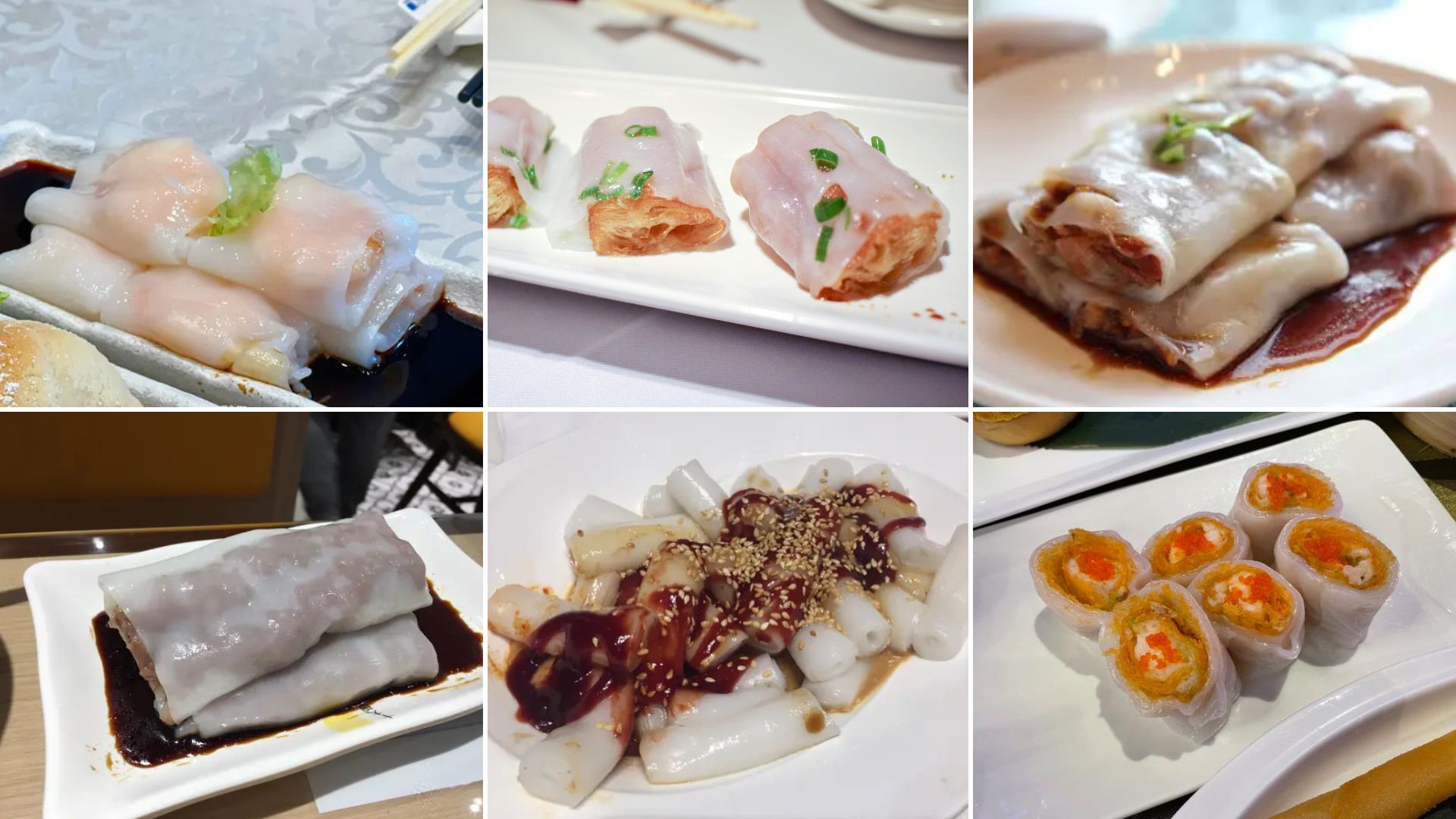 Hong Kong Rice Noodle Rolls: Shrimp, Beef, BBQ Pork Cheung Fun