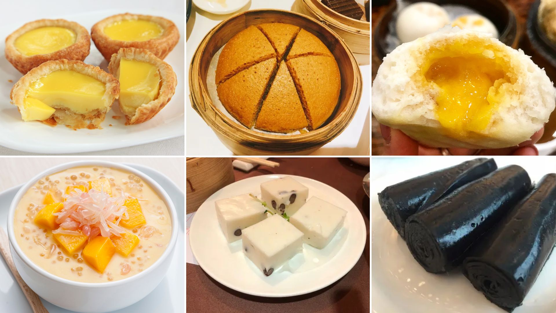 Hong Kong Dim Sum Desserts: Egg Tarts, Custard Buns, Ma Lai Go, Mango Pomelo Sago